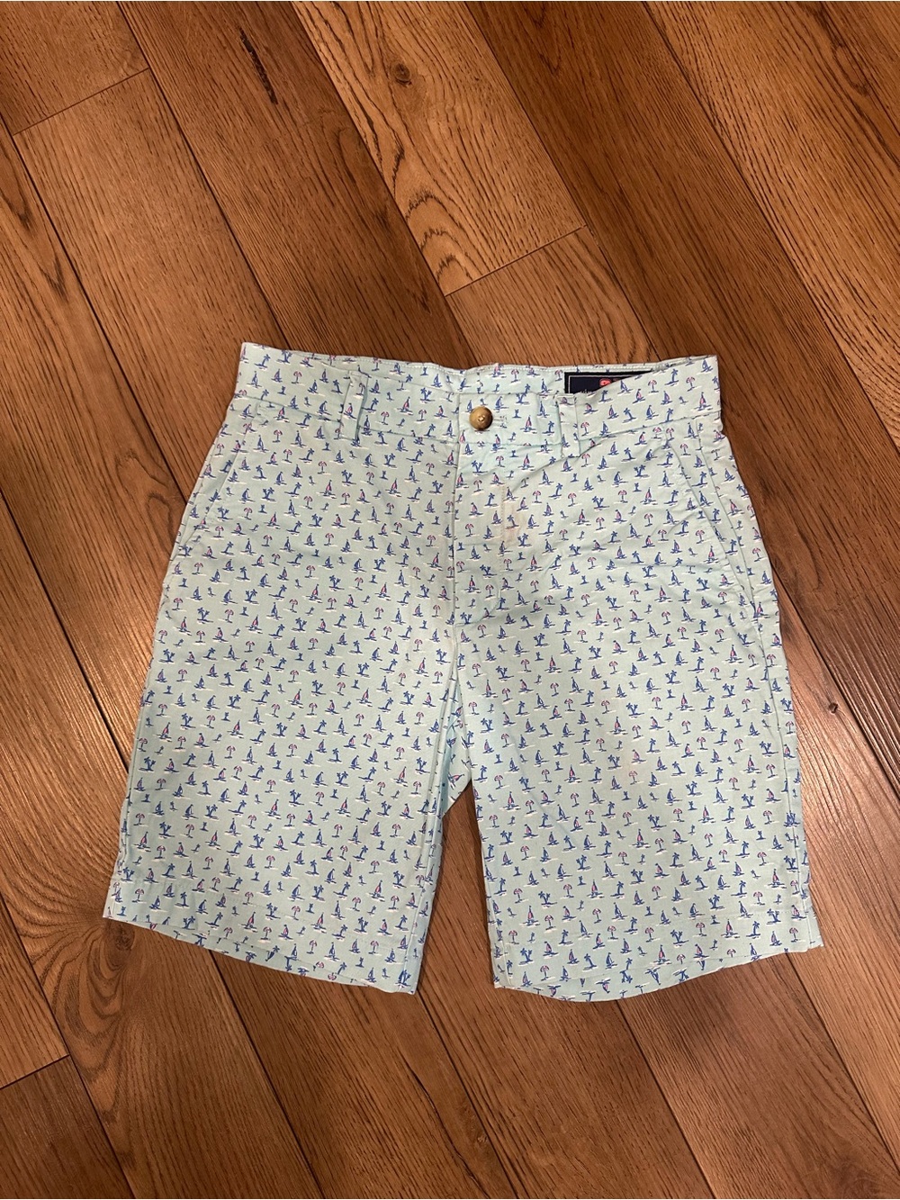 Vineyard Vines Light Blue Shorts with Blue Sailboat Print